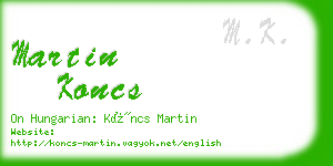 martin koncs business card